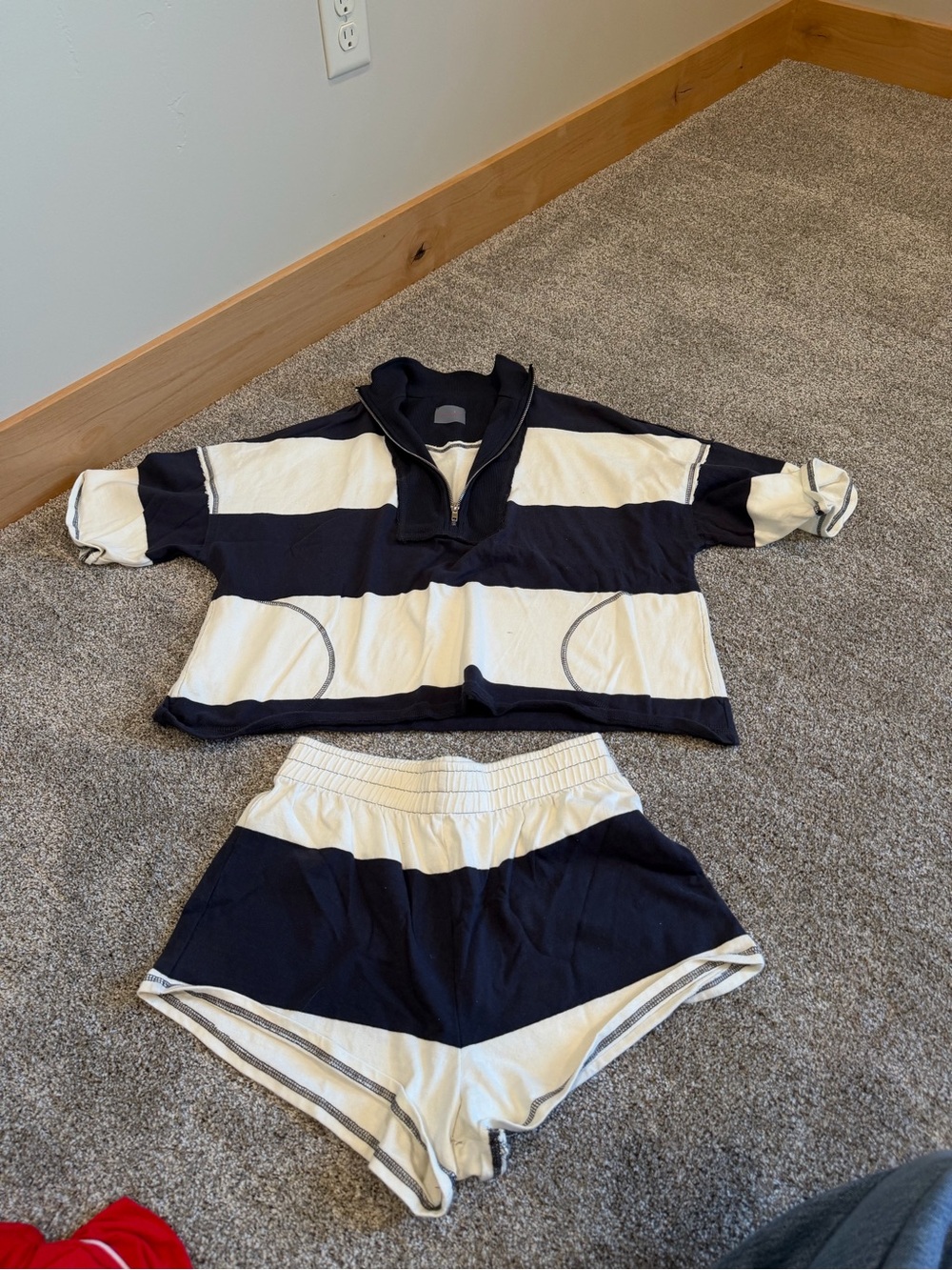 Free People Navy and White Striped Set